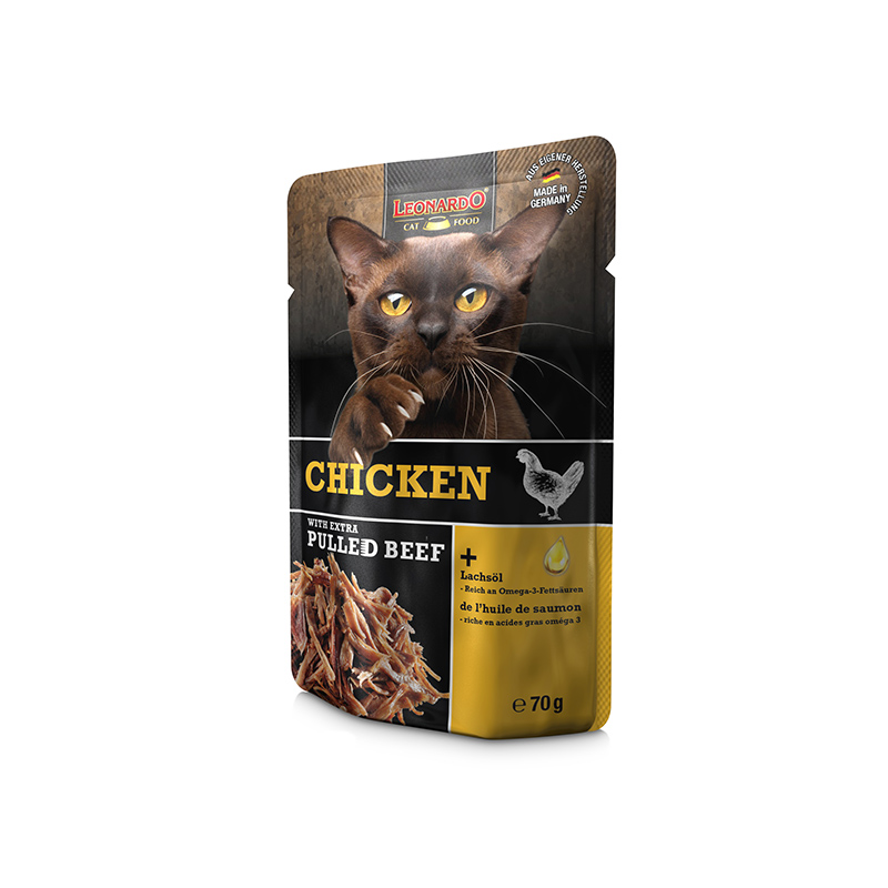 雞肉配方+額外手撕牛肉貓糧餐包 Chicken + extra pulled Beef